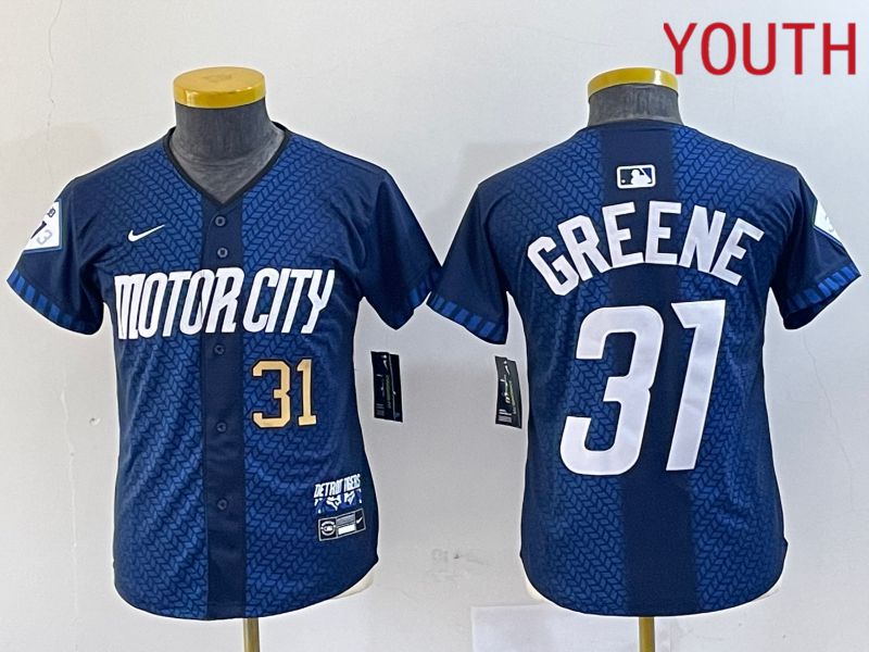 Youth Detroit Tigers #31 Greene Blue City Edition Nike 2024 MLB Jersey style 2